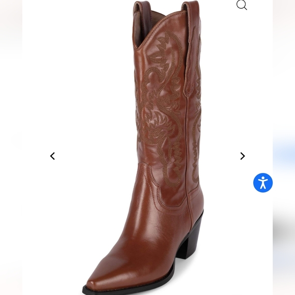 New Jeffrey Campbell DAGGET cowgirl Western boots cognac brown cowboy dark 8 NIB - Picture 2 of 6
